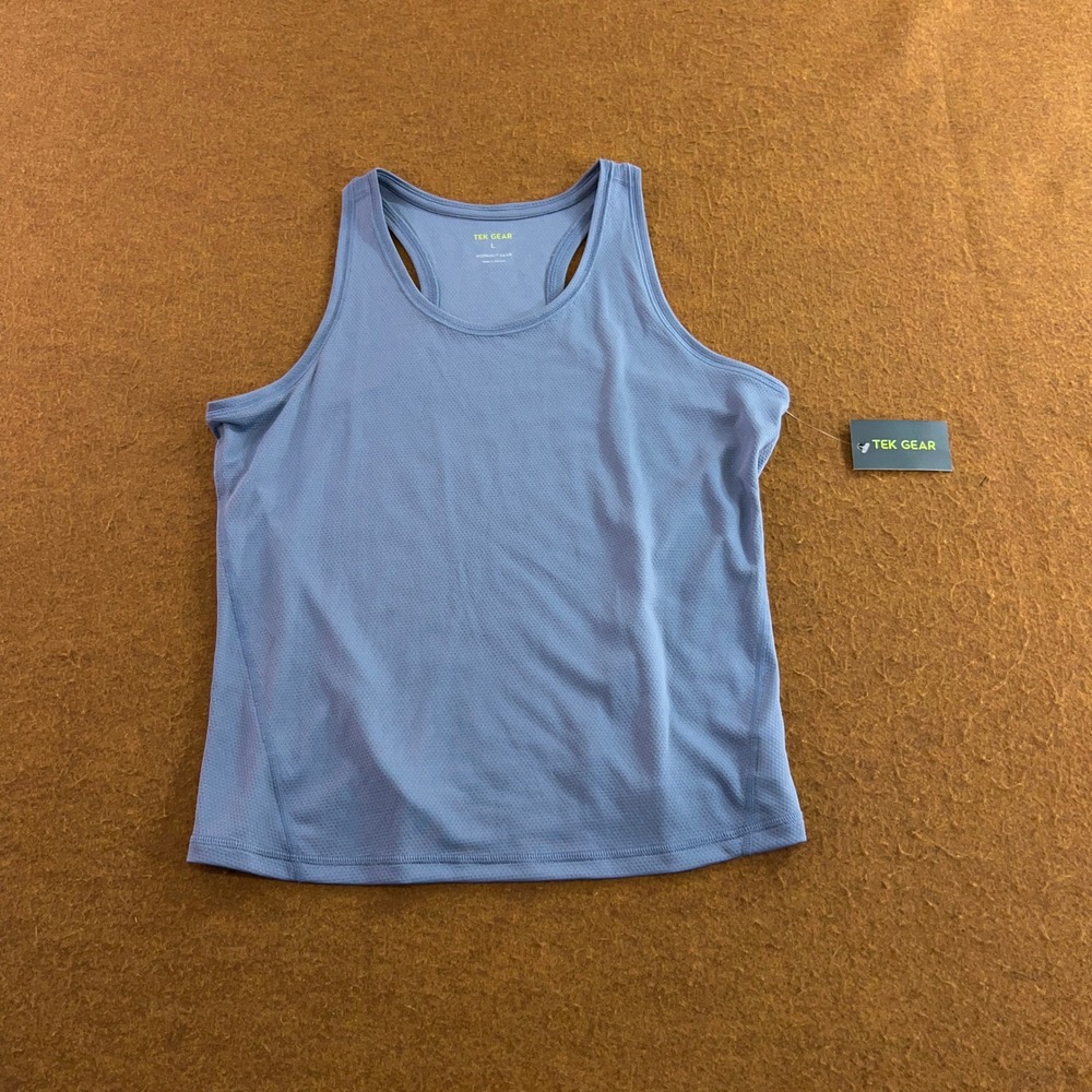 Tek Gear Womens Large Blue Mesh Wicking Racerback Workout Tank Top NWT